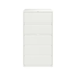 File Cabinets*Hirsh HL10000 Series 5-Drawer Lateral File Cabinet, Locking, Letter/Legal, White, 36" (23703)
