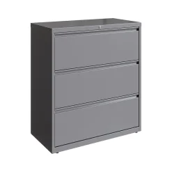 File Cabinets*Hirsh HL10000 Series 3-Drawer Lateral File Cabinet, Locking, Letter/Legal, Arctic Silver, 36" (23745)