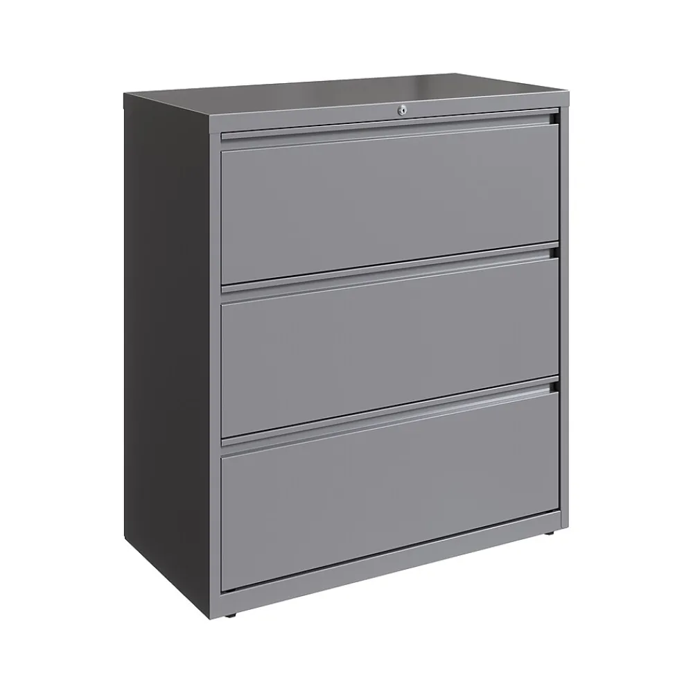 File Cabinets*Hirsh HL10000 Series 3-Drawer Lateral File Cabinet, Locking, Letter/Legal, Arctic Silver, 36" (23745)
