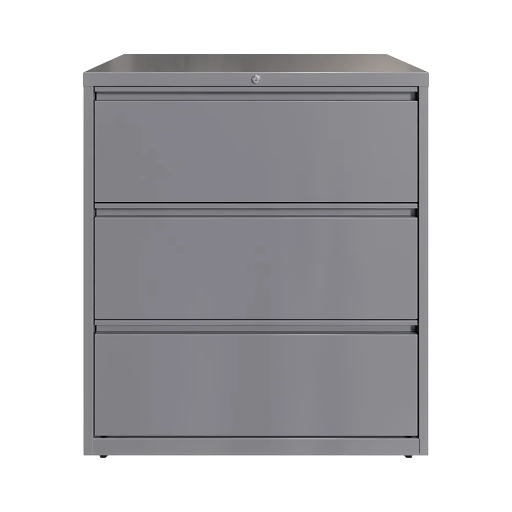 File Cabinets*Hirsh HL10000 Series 3-Drawer Lateral File Cabinet, Locking, Letter/Legal, Arctic Silver, 36" (23745)