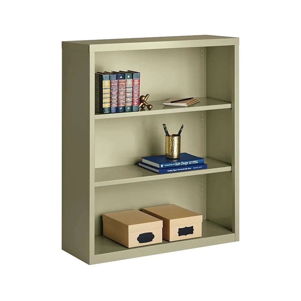 Bookcases*Hirsh HL8000 Series 42"H 3-Shelf Bookcase with Adjustable Shelves, Putty Steel (21989)