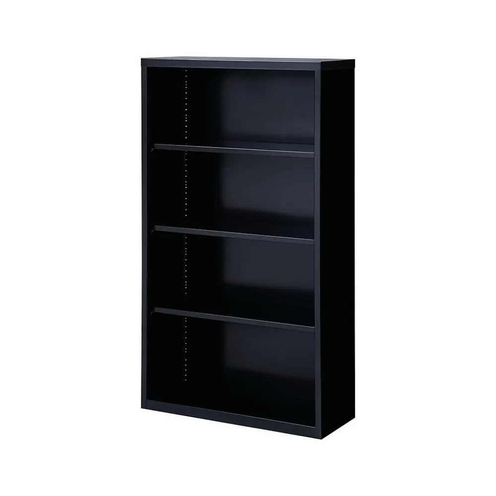 Bookcases*Hirsh HL8000 Series 60"H 4-Shelf Bookcase with Adjustable Shelves, Black Steel (21993)