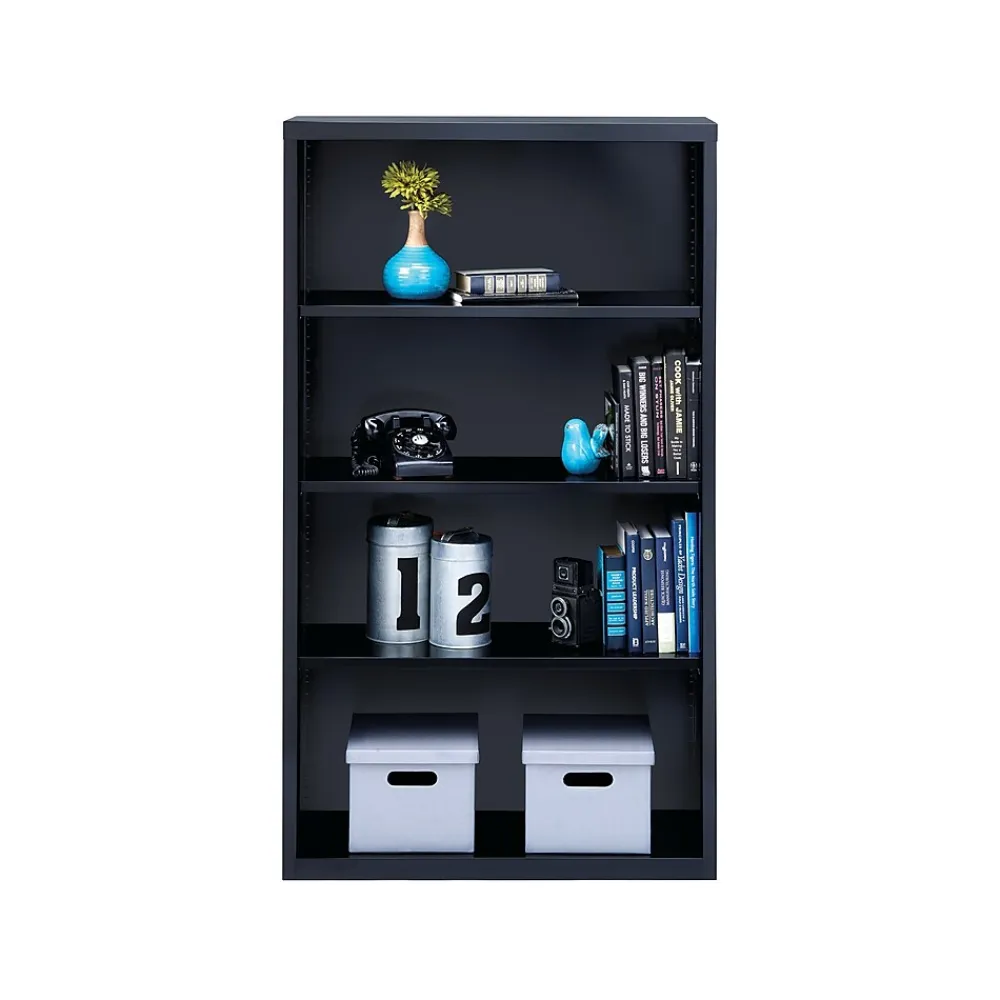 Bookcases*Hirsh HL8000 Series 60"H 4-Shelf Bookcase with Adjustable Shelves, Black Steel (21993)