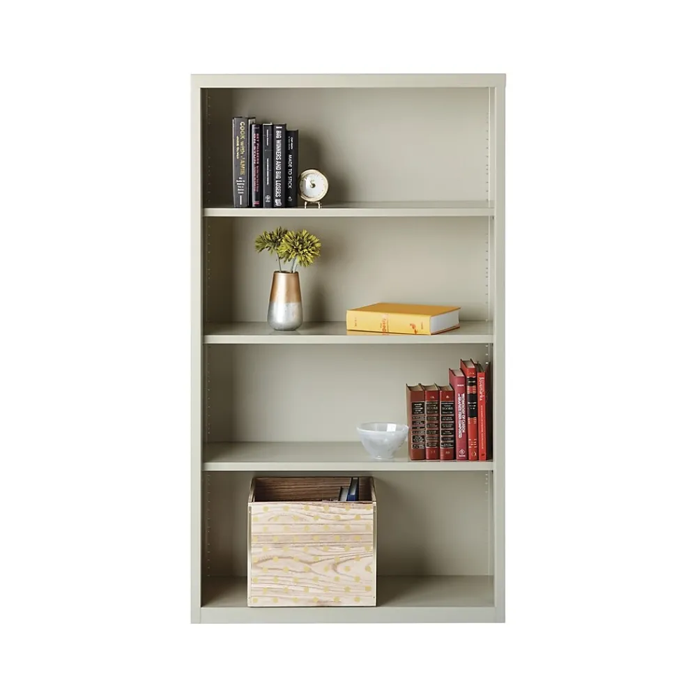 Bookcases*Hirsh HL8000 Series 60"H 4-Shelf Bookcase with Adjustable Shelves, Light Gray Steel (21994)