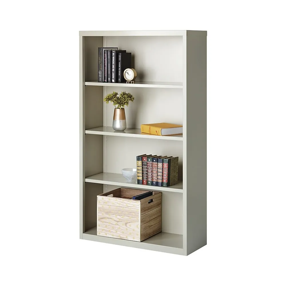 Bookcases*Hirsh HL8000 Series 60"H 4-Shelf Bookcase with Adjustable Shelves, Light Gray Steel (21994)
