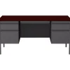 Computer Desks*Hirsh 60"W Double-Pedestal Computer Desk, Charcoal/Mahogany (20102)