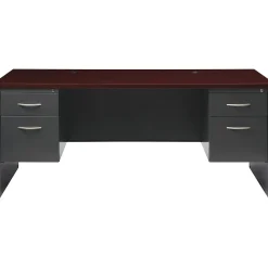 Computer Desks*Hirsh 72"W Double-Pedestal Desk, Charcoal/Mahogany (20532)
