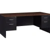 Computer Desks*Hirsh 72"W Double-Pedestal Desk, Black/Walnut (20531)