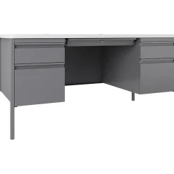 Computer Desks*Hirsh 60"W Double-Pedestal Teacher's Desk, Platinum/White (22645)