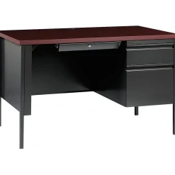 Computer Desks*Hirsh 48"W Single-Pedestal Desk, Charcoal/Mahogany (20093)