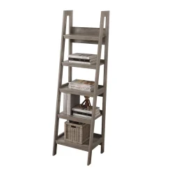 Bookcases*Homenations Barrington 72"H 5-Shelf Ladder Bookcase, Washed Gray (SH-OF-2621)