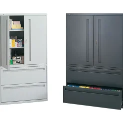 File Cabinets*HON ® 700 Series 2 Drawer Lateral File Cabinet w/Roll-Out & Posting Shelves, Light Grey, Letter/Legal, 36