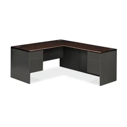 L-Desks*HON 38000 Series 2 Pc. Left L-Workstation, Mahogany/Charcoal (H38L6630NSL)