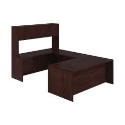 Office Desks*HON 10500 Series Bundle Solutions Left U-Station with Stack-On Storage, Mahogany, 72" x 108"