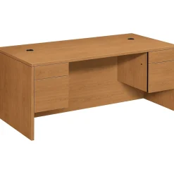 Office Desks*HON 10500 Series Double Pedestal Rectangle Desk, Harvest, 29-1/2"H x 72"W x 36"D