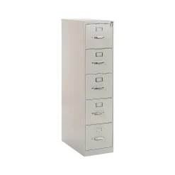 File Cabinets*HON 310 Series 5-Drawer Vertical File Cabinet, Locking, Letter, Gray, 26.5"D (PHS-84)