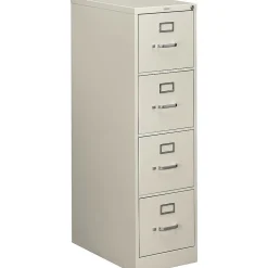 File Cabinets*HON 510 Series 4-Drawer Vertical File Cabinet, Letter Size, Lockable, 51.97"H x 15"W x 25"D, Light Gray (H514.P.Q)