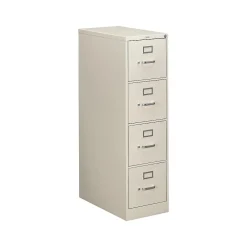 File Cabinets*HON 310 Series 4-Drawer Vertical File Cabinet, Letter Size, Lockable, 52"H x 15"W x 26.5"D, Light Gray (314PQ)