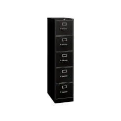 File Cabinets*HON 310 Series 5-Drawer Vertical File Cabinet, Letter Size, Lockable, 60"H x 15"W x 26.5"D, (315PP) Black