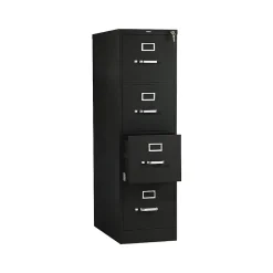 File Cabinets*HON 510 Series 4-Drawer Vertical File Cabinet, Locking, Letter, Black, 25"D (514PP)