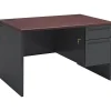 Computer Desks*HON 38000 Series Freestanding Right Single Pedestal Desk, Mahogany/Charcoal, 29 1/2"H x 48"W x 30"D