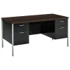Computer Desks*HON 34000 Series 60"W Double Pedestal Desk, Mocha/Black (34962MOP)