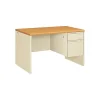 Computer Desks*HON 38000 Series 48"W Single Pedestal Desk, Harvest Oak/Putty (H38251CL)
