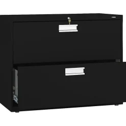 File Cabinets*HON Brigade 600 Series 2-Drawer Lateral File Cabinet, Letter/Legal Size, Lockable, 28.38"H x 36"W x 19.25"D, (682LP) Black