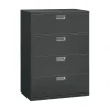 File Cabinets*HON Brigade 600 Series 4-Drawer Lateral File Cabinet, Locking, Charcoal, Letter/Legal, 42"W (H694LS)