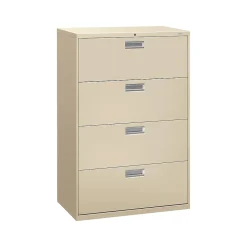 File Cabinets*HON Brigade 600 Series 4-Drawer Lateral File Cabinet, Locking, Letter/Legal, Putty/Beige, 36"W (684LL)