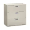 File Cabinets*HON Brigade 600 Series 3-Drawer Lateral File Cabinet, Locking, Letter/Legal, Gray, 42"W (H693.L.Q)
