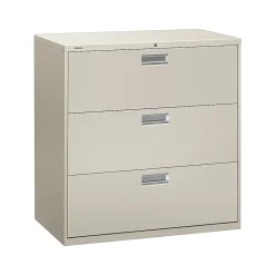 File Cabinets*HON Brigade 600 Series 3-Drawer Lateral File Cabinet, Locking, Letter/Legal, Gray, 42"W (H693.L.Q)