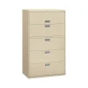 File Cabinets*HON Brigade 600 Series 5-Drawer Lateral File Cabinet, Locking, Letter/Legal, Putty/Beige, 42"W (H695.L.L)