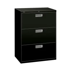 File Cabinets*HON Brigade 600 Series 3-Drawer Lateral File Cabinet, Locking, Letter/Legal, Black, 30"W (H673.L.P)