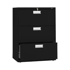 File Cabinets*HON Brigade 600 Series 3-Drawer Lateral File Cabinet, Locking, Letter/Legal, Black, 30"W (H673.L.P)