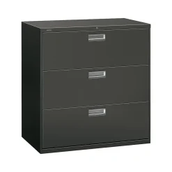 File Cabinets*HON Brigade 600 Series 3-Drawer Lateral File Cabinet, Locking, Charcoal, Letter/Legal, 42"W (H693.L.S)