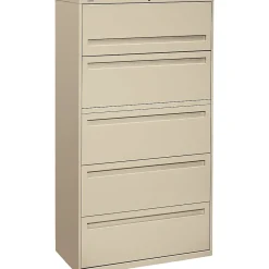 File Cabinets*HON Brigade 700 Series 5-Drawer Lateral File Cabinet, Locking, Letter/Legal, Putty, 36" (-785LL)