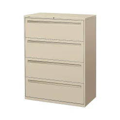 File Cabinets*HON Brigade 700 Series 4-Drawer Lateral File Cabinet, Locking, Letter/Legal, Putty, 42"W (H794.L.L)