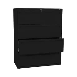 File Cabinets*HON Brigade 700 Series 4-Drawer Lateral File Cabinet, Locking, Black, Letter/Legal, 42"W (H794.L.P)