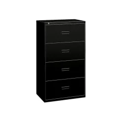 File Cabinets*HON Lateral File, 4 Drawers, Molded Pull, 36"W, Black Finish (BSX484LP)