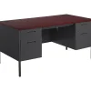 Computer Desks*HON Metro Classic 60" Double Pedestal Desk, Mahogany/Charcoal (P3262NS)