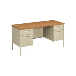 Computer Desks*HON Metro Classic HP3231 60" Double Pedestal Desk, Harvest (P3231CL)