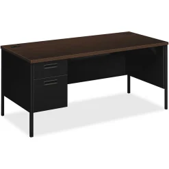 Computer Desks*HON Metro Classic 66"W Left Pedestal Desk, Mocha/Black (P3266LMOP)
