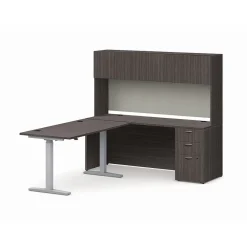 L-Desks*HON Mod 72" Executive Height-Adjustable Workstation with Storage, Slate Teak (HLPL8472HATHTCHSL1)