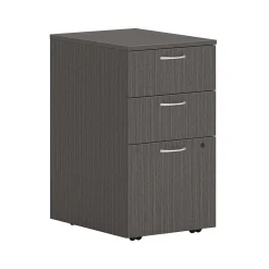 File Cabinets*HON Mod 3-Drawer Mobile Vertical File Cabinet, Letter/Legal Size, Lockable, 28"H x 15"W x 20"D, Slate Teak (PLPMBBFLS1)