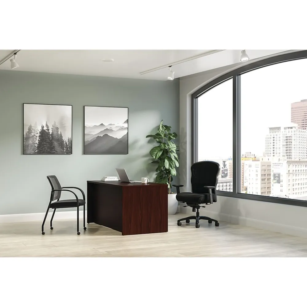 Computer Desks*HON Mod 60"W Double-Pedestal Desk, (HLPLDS6030BBFTM1) Traditional Mahogany