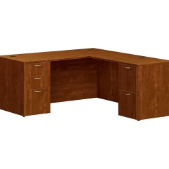 L-Desks*HON Mod 66"W L-Shaped Double-Pedestal Desk, Russet Cherry (HLPL6672LDESKRC1)