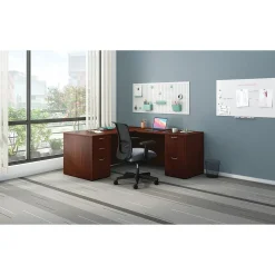 L-Desks*HON Mod 66"W L-Shaped Double-Pedestal Desk, (HLPL6672LDESKTM1) Traditional Mahogany