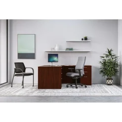 Office Desks*HON Mod 60"W L-Shaped Workstation, (HLPL6072LDESK2BBFTM1) Traditional Mahogany