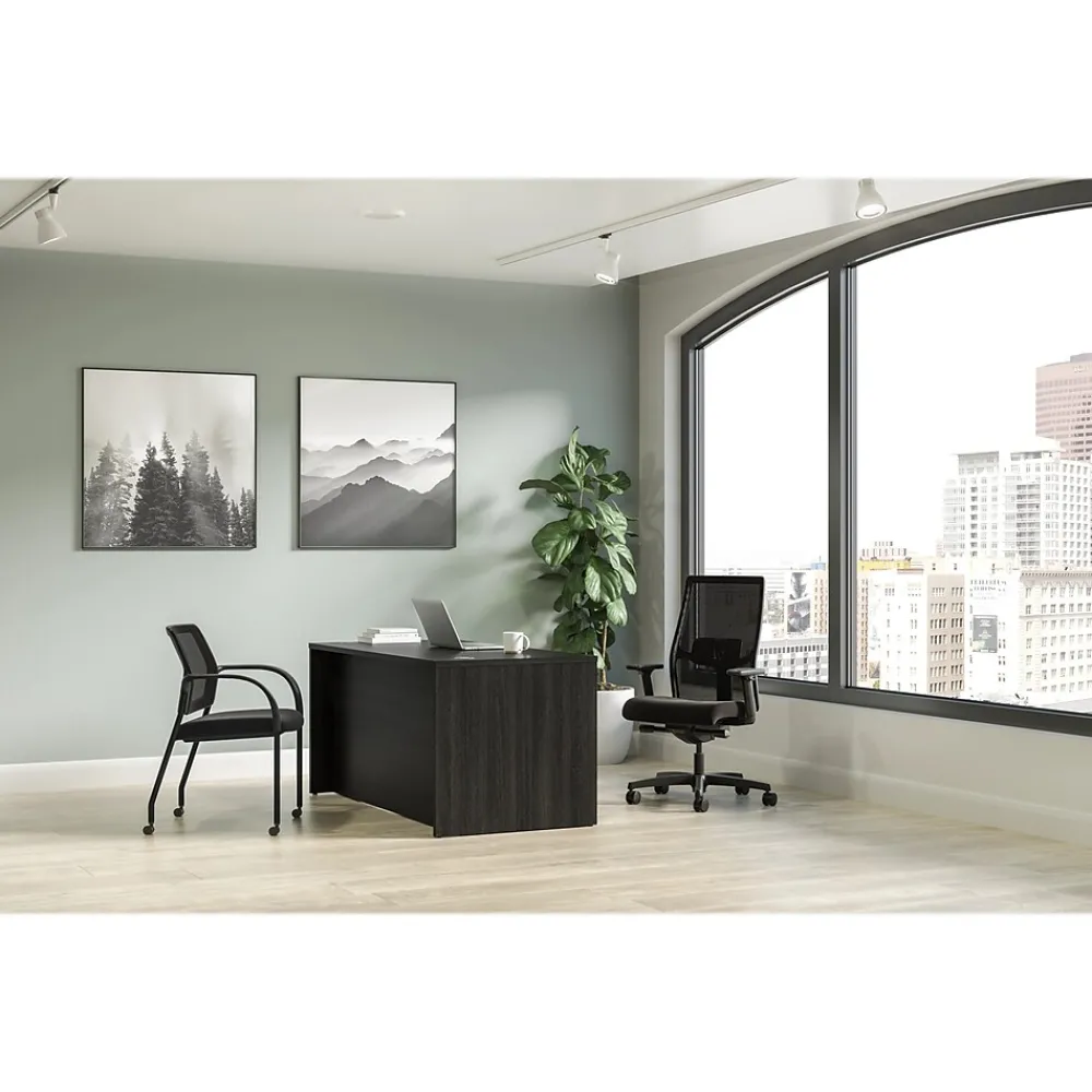 Computer Desks*HON Mod 60"W Single-Pedestal Desk, (HLPLDS60PSJA1) Java Oak